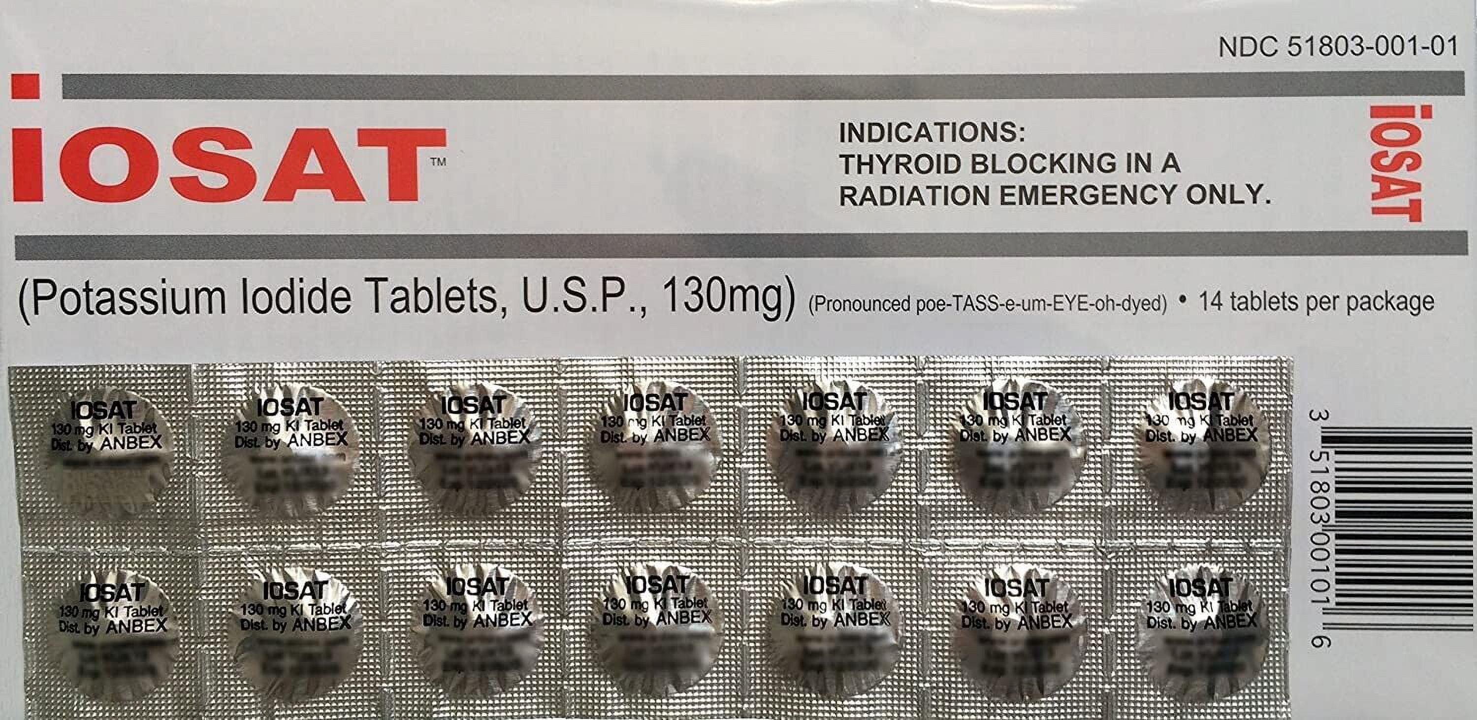 IOSAT Potassium Iodide Tablets 130 MG 14 Tablets ✅ /Pack Expiry 2032- Pack of 10 ✅