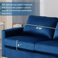 thumbnail image 6 of Muumblus 85" Velvet Couch, 3 Seater Sofa, Mid Century Modern Tufted Couches for Living Room, Navy Blue, 6 of 11