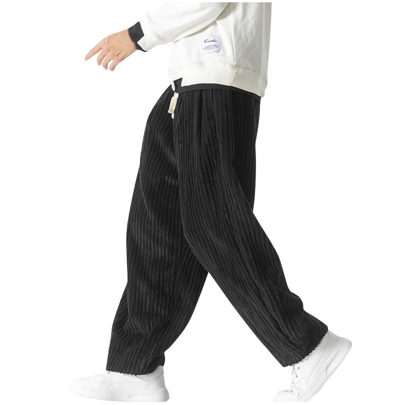 Htigea Clearance 2024 Corduroy Cargo Pants for Men 2024 Comfort Workout Joggers Elastic Drawstring Sweatpants Solid Color Long Pants for Gym Running M-5XL
