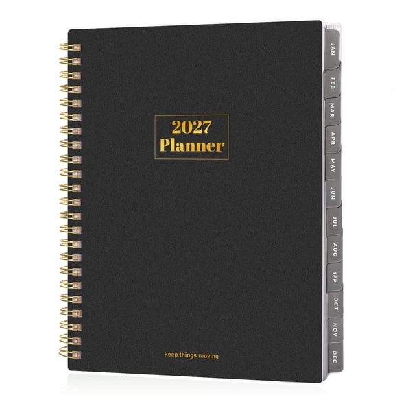 SUNEE 2027 Planner with Weekly & Monthly Layouts, January 2027-December 2027, 6.4" x 8.3", Spiral Bound, Tabs, Note Pages, Black