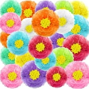 YYYYY 23 Pcs Colorful Fiesta Paper Flowers Tissue Paper Flowers 6-10'' Assorted Mexican for Cielito Lindo Party Hawaiian Carnival Rainbow Theme Birthday Decorations Baby Shower Wedding