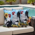 thumbnail image 5 of Sunflower Rooster Pillow Covers 2 Pack Farmhouse Animal Rustic Floral Country Blue Sky Pillowcase Waterproof Outdoor Throw Pillow Cover for Patio Garden Square Cushion 20”x20”, 5 of 9