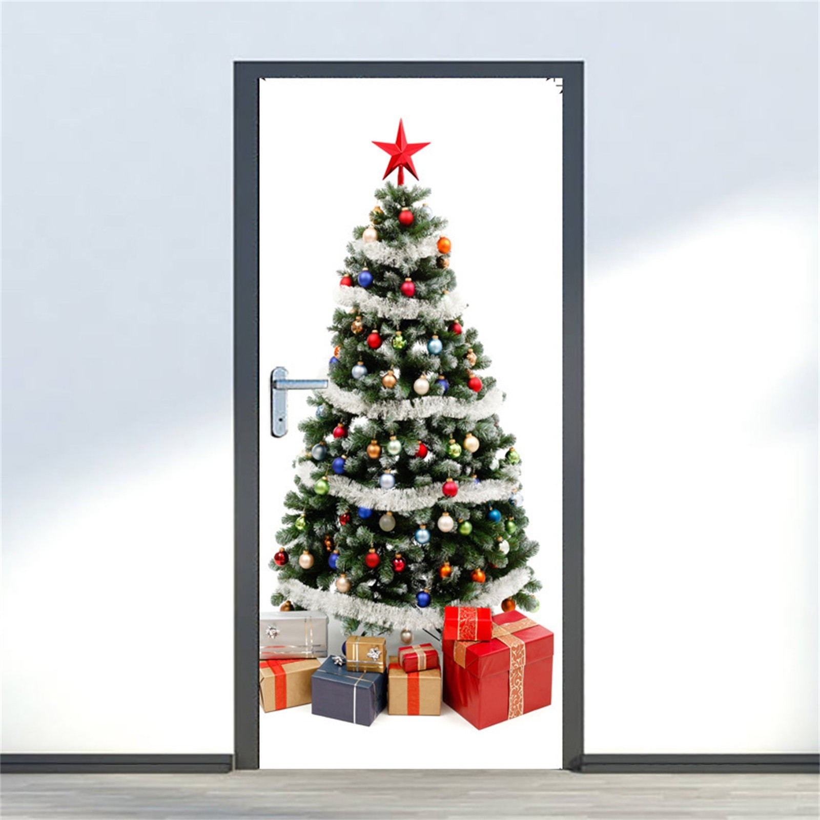 3D Lifelike Christmas Tree Wall & Door Decals Festive Holiday Scene ...