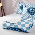 thumbnail image 4 of Erosebridal 8 Ball Quilt Full Card Full Bedspread Sets, Navy Checkered 3-Piece 1 Coverlet and 2 Pillowcases, 4 of 7