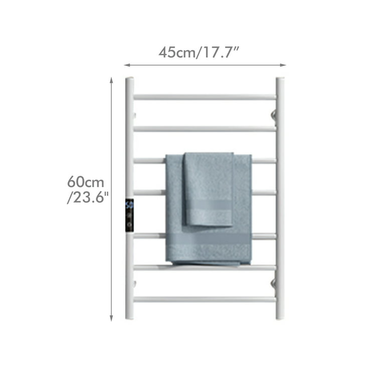  GLYYR Towel Warmer, Electric Heated Towel Rack, 304 Stainless  Steel 7 Bars Energy Efficient Electric Drying Rack Wall Mounted Bath Towel  Heater, Clothes Airer Dryer, 82 * 60 * 12cm,White,Plug in 