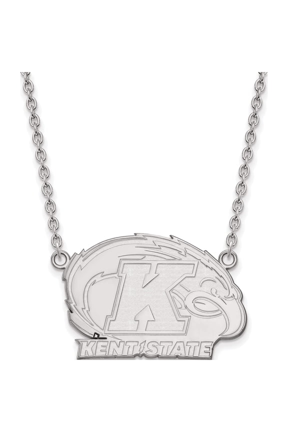 Sterling Silver S. Rh-P Logoart Kent State University Large Pendant With Necklace (18 X 31) Made In United States ss009ken-18