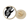 thumbnail image 1 of Black Sloth Animal Outline Natural Round Metal Golden Pin Brooch Clip, 1 of 3