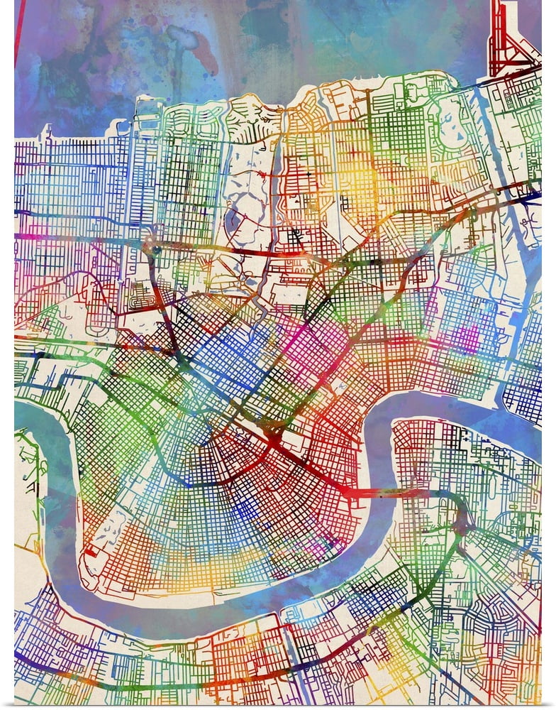 Great BIG Canvas "New Orleans Street Map" Poster Print 18x24