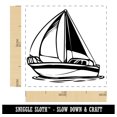 thumbnail image 2 of Simple Sailboat on Ocean Water Self-Inking Rubber Stamp Ink Stamper - Black Ink - Small 1 Inch, 2 of 7