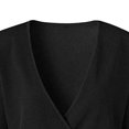 thumbnail image 2 of cuello en v abrigo cruzado top mujer manga larga camiseta Mujer Cuello en V profundo Top Manga larga Color puro Poliéster Algodón Elegante Cruz Abrigo Camiseta Negro L, 2 of 8