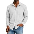 thumbnail image 5 of Busydd Mens Button Down Shirt with Front Pocket Solid Color Long Sleeve Shirts for Men Dressy Casual Turndown Collar Shirts XL, 5 of 9