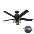 thumbnail image 2 of Hunter 52 inch Outdoor or Indoor Ceiling Fan with LED Lights - Black Ceiling Fan with Pull Chain, For Bedroom, Living Room, or Patio, Standard Mount, No Remote, 5 Blades - Lawndale 51689, Matte Black, 2 of 15