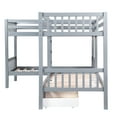 thumbnail image 5 of L-Shaped Twin Bunk Bed with Drawers Wood L-Shaped Corner Bunk Bed Frame with Drawers for 4 Bunk Bed, 5 of 7