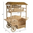 thumbnail image 4 of Vintiquewise Versatile Multi-Tier Shelves Wooden Rolling Cart - Perfect for Festival, Event Stand, Food Tasting Table, Garden Floral Display Rack, & Home Decor with Straw Roof and 2 Wood Wheels, 4 of 7