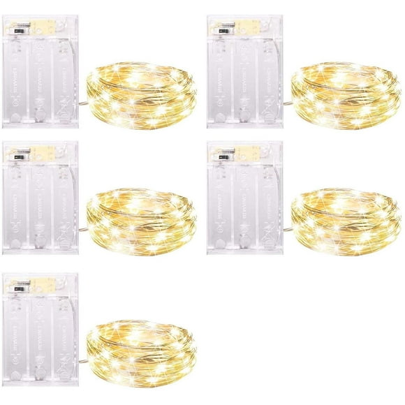Fairy Lights Minetom 20 LED de 2 m, funciona con pilas, paquete de 5