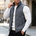thumbnail image 6 of Riecok Fleece Vest for Men with Pockets Sleeveless Stand Collar Zip up Jackets Thermal Solid Warm Casual Outerwear Dark Gray XL, 6 of 8