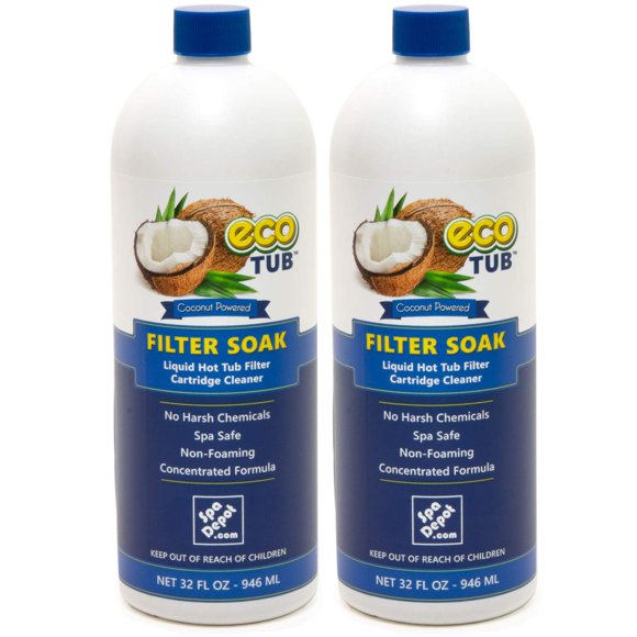 Eco-Filtre pour Baignoire, Trempage, Cartouche de Filtre pour Spa et Piscine, Nettoyant - 2 x Bouteilles de 32 oz