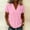 *Pink, variant on ClodeEU Women's V Neck Peter Pan Collar Short Sleeve Top ,Solid Color Casual Blouse Army Green,Women's Plus L