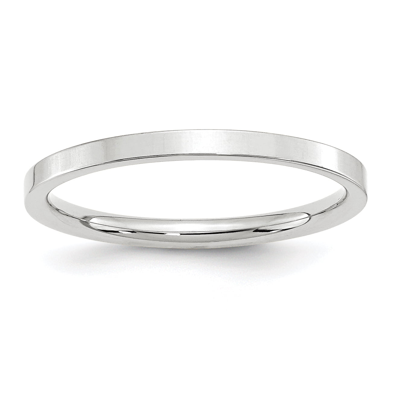Solid 10k White Gold 2 mm Comfort Fit Flat Wedding Band Ring