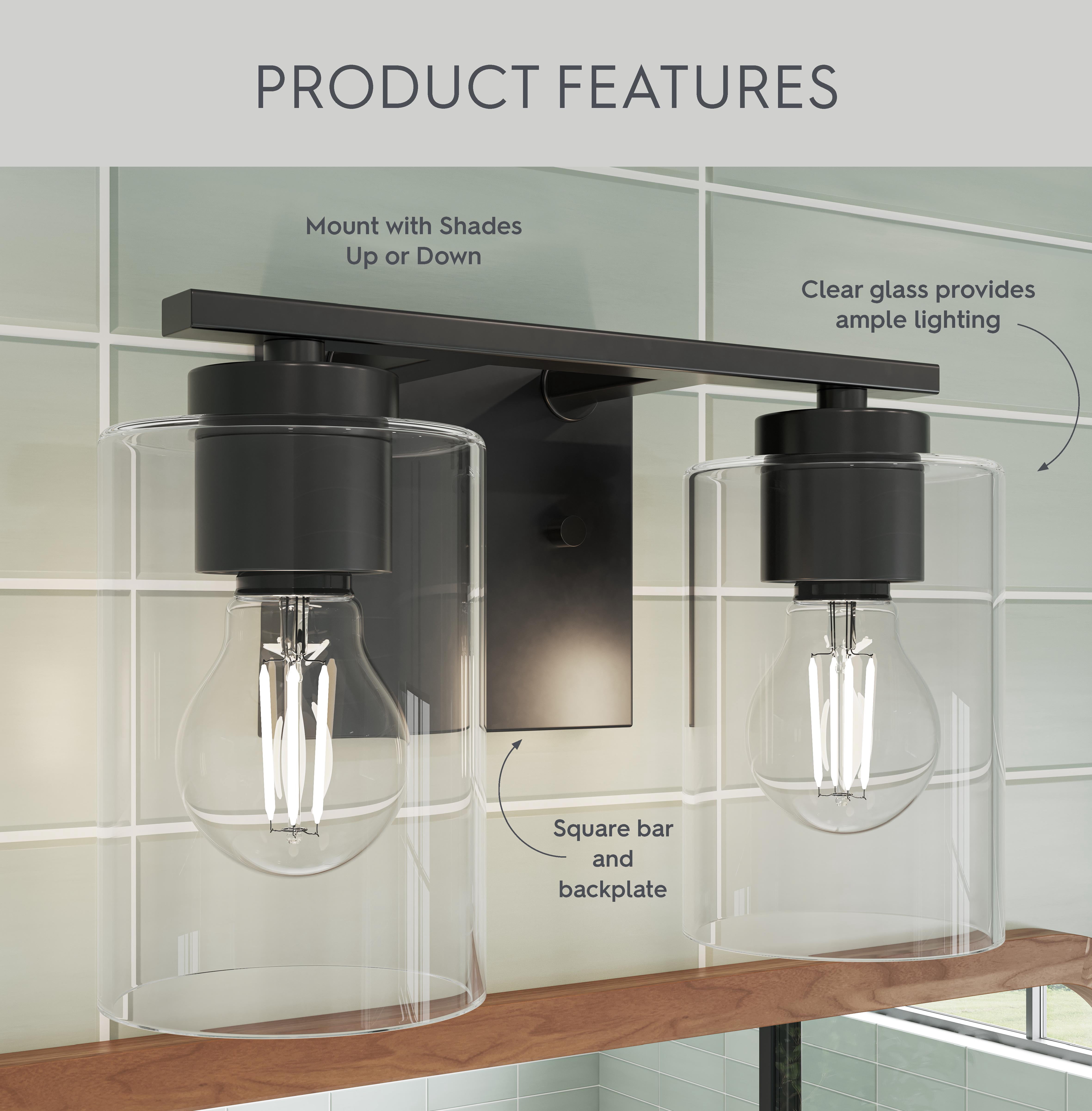 Mainstays 2-Light Vanity Light with Clear Glass Shades