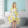 thumbnail image 6 of Yellow Lemon Fruit Leaves White Pattern Hooded Bath Towel，50"x30" for Ages 3 To 12 Kids, Quick Dry Lightweight Soft Microfiber Hood Beach Towel Cover Up for Kids, 6 of 7