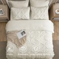 thumbnail image 3 of Queen Comforter Set Ivory - Bed in a Bag Queen Size Bedding 7 Pieces, GentleSoft™ Pintuck Bed Set Gift for Family, Pinch Pleat All Season Comforter with Sheets, Pillowcases & Shams, 3 of 5