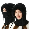 thumbnail image 2 of 3 in 1 Beanie Hat for Women Winter Balaclava Hooded Scarf Mask Set Windproof Fleece Lined Knitted Ski Cap Outdoor Sports 2026 Black, 2 of 4