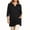 Black, variant on V Neck 3/4 Sleeve Tunic Top For Women, Extra Long Length Double Pocket T Shirt, Solid Color Summer Casual Blouse, Loose Fit Womens Tee Shirt Black 2XL