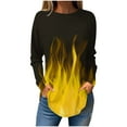 thumbnail image 3 of QATAINLAV Womens Tops Trendy Long Sleeve Loose Blouse Casual Round Neck Pullover T Shirts Flame Printed Sweatshirt Fall Clothes Hoy Oferta Flash Yellow 4XL, 3 of 6