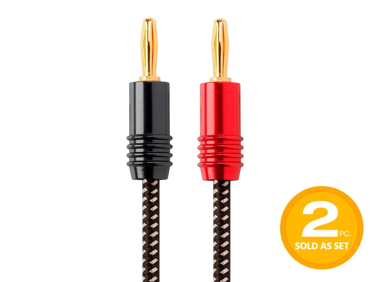 Monoprice Speaker Wire, Braided with Banana Plugs, 2-Conductor, 14AWG, 3ft, 1 Pack-Pack