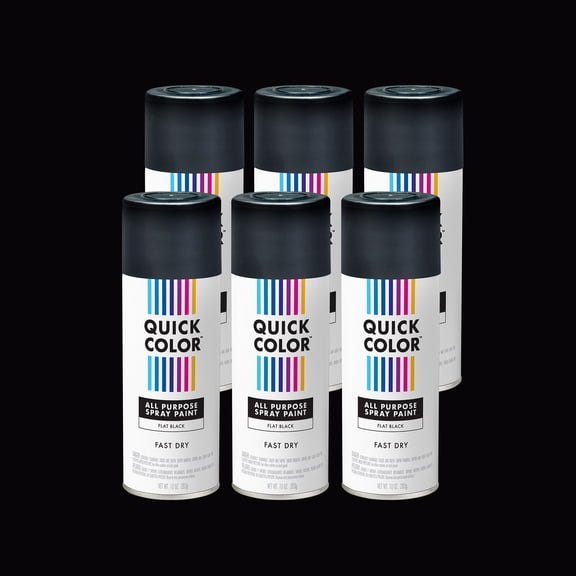 6 Pack, Black, Quick Color Gloss All Purpose Enamel Spray Paint-391192, 10 oz