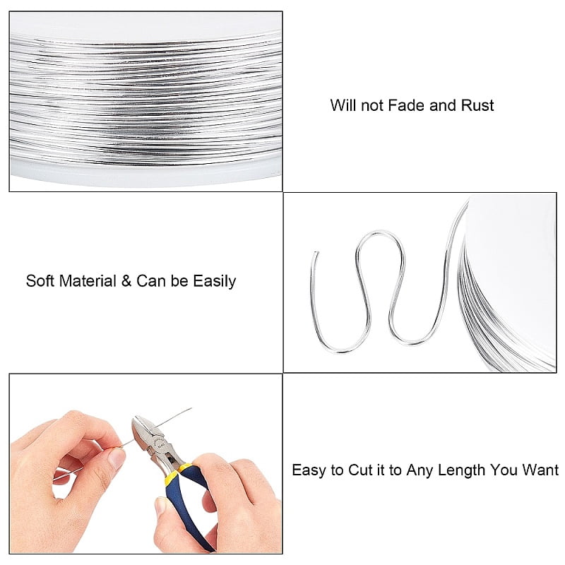 DIY Jewelry Kits with Aluminum Wire and Iron Side Cutting Pliers Silver 1mm about 23m/roll 6rolls/set