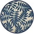 thumbnail image 1 of homeroots 385235 Tapis d'Extérieur 8 Pieds Rond Marine et Beige Feuilles Intérieur Extérieur, 1 of 1
