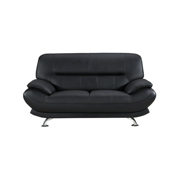 American Eagle EK-B118 Modern Contemporary Black Genuine Leather Loveseat