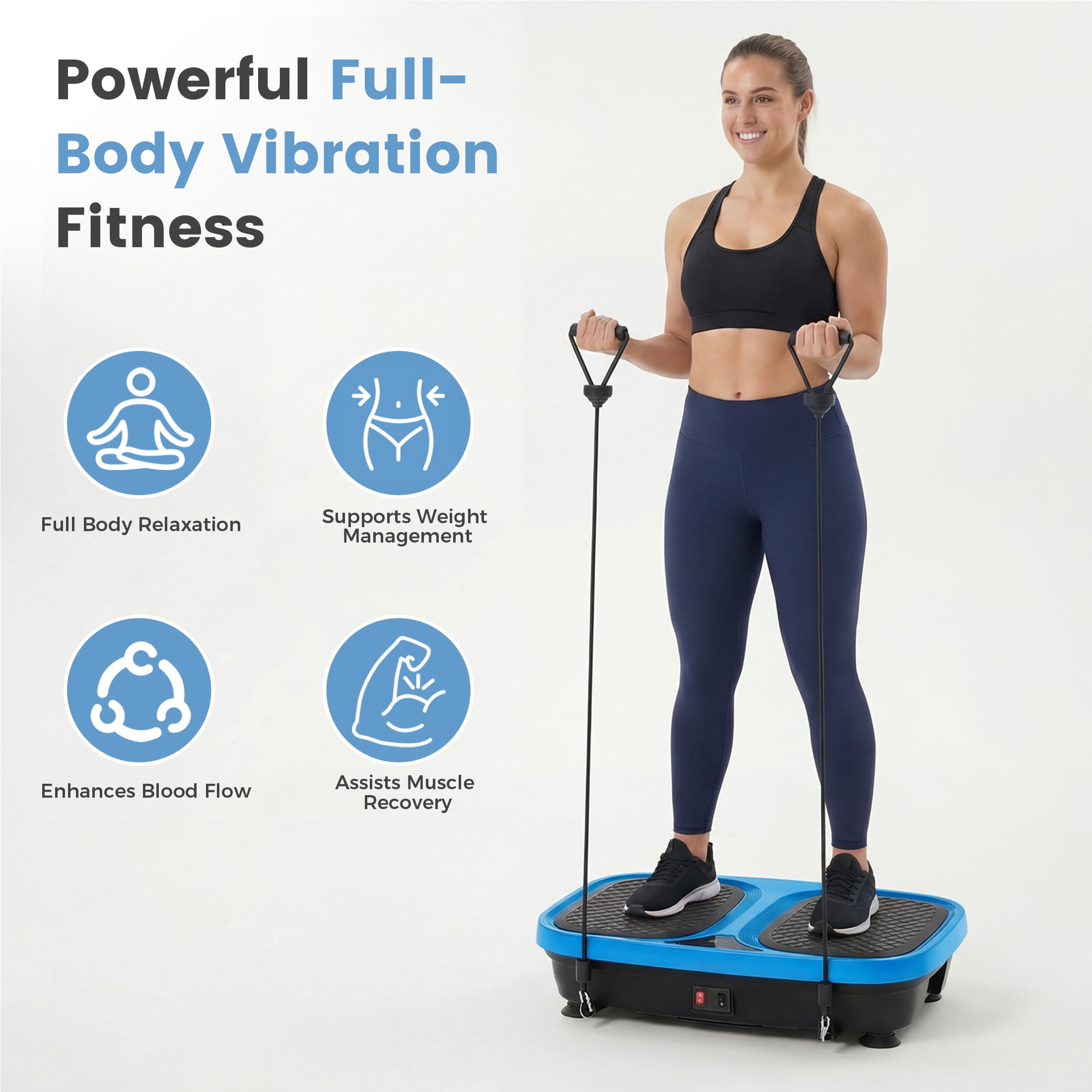 EDX Vibration Plate Exercise Machine Whole Body Workout Fitness Platform for Home Gym, Weight Loss, Toning & Wellness， Blue