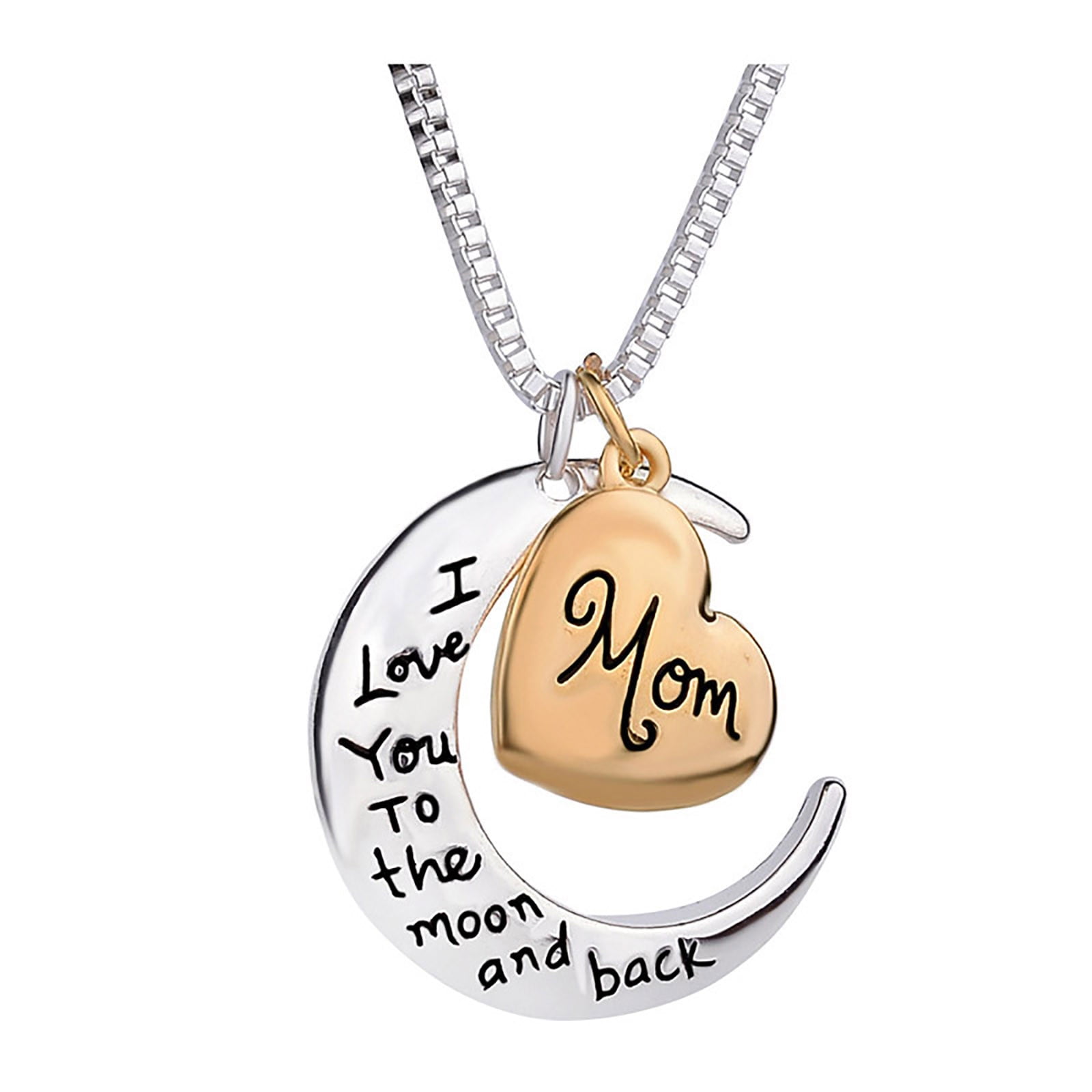 Mother's Day Gifts I Love You Mom Heart Pendant Necklace for Mothers Birthday 