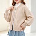thumbnail image 6 of HAOTAGS Girls Cardigan, Knitted Long Sleeve Fall Spring Soft Cute Open Front Sweater Coat Beige Size 6, 6 of 6