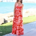thumbnail image 2 of Vestido Maxi Cruzado En La Espalda, Vestido Largo Cruzado Con Cuello En V, Estampado Floral, Cómodo, Transpirable, Resistente Al Desgaste, Cintura Alta Tipo Túnica Para Citas YLSHRF Otros, 2 of 6