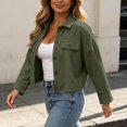 thumbnail image 6 of Enjoytime Cropped Jackets for Women Lapel Long Sleeve Button Down Shacket Fall Fashion Lightweight Trendy Casual Outerwear, 6 of 8