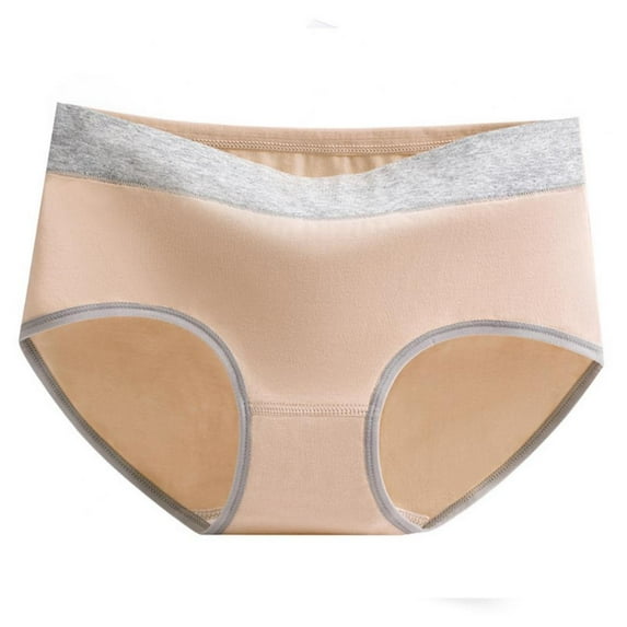 Xmarks Women's High Waisted Cotton Underwear Soft Breathable Panties Stretch Briefs Beige