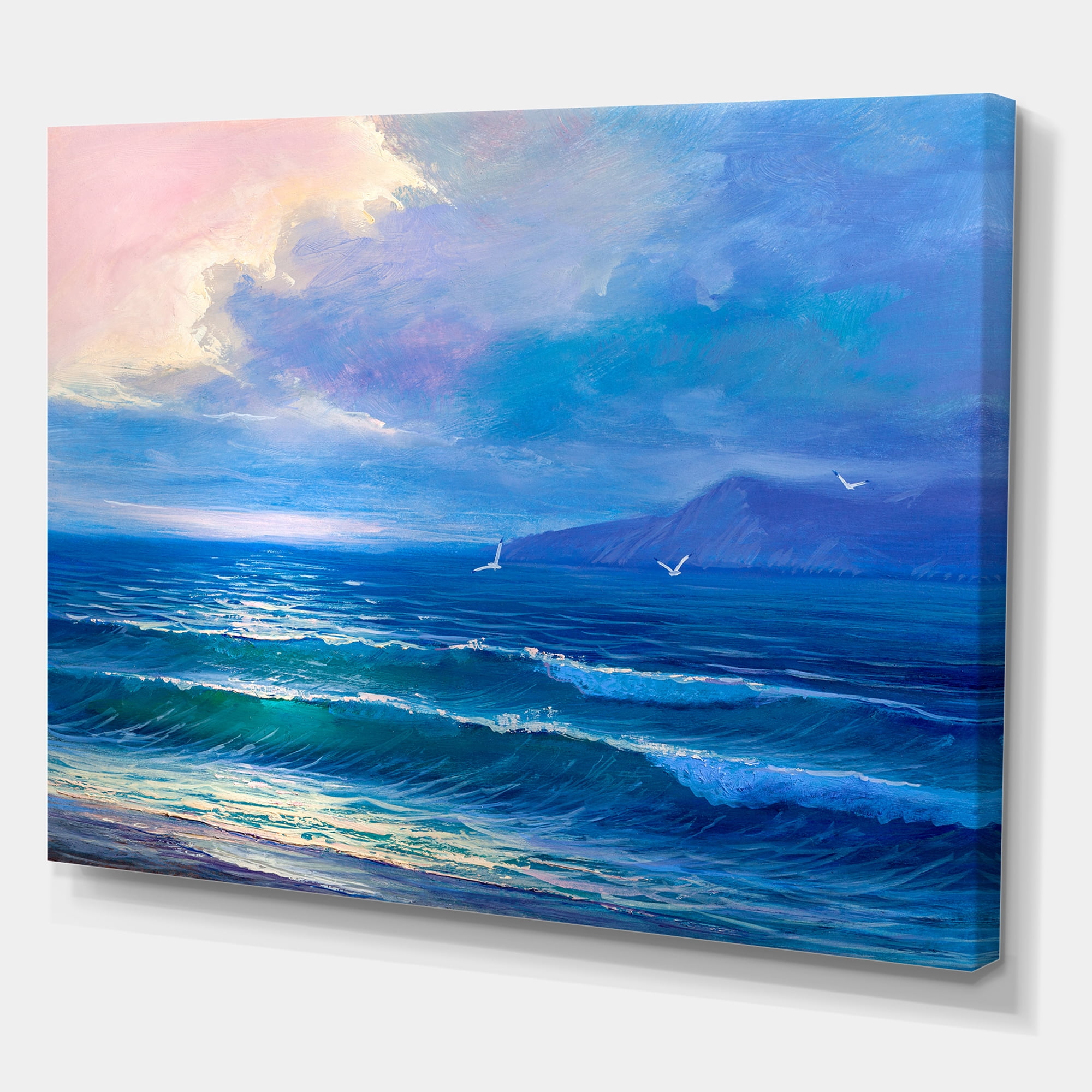 Designart ' Sunrise Glow On The Sea Waves I ' Nautical & Coastal Canvas Wall Art Print
