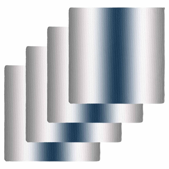 Gray Navy Blue Kitchen Dish Towels for Drying Dishes Set of 4, Modern Gradient Geometric Waffle Weave Microfiber Hand Tea Bathroom Towels Quick Dry & Absorbent Towel 12x12