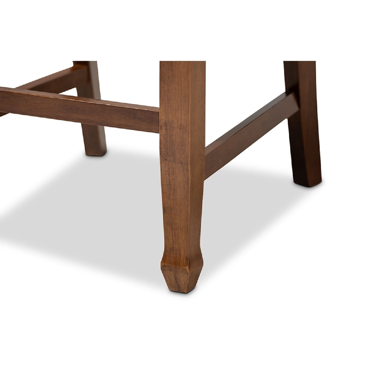 Baxton Studio Lanier Modern and Contemporary Grey Fabric Upholstered Walnut Brown Finished 2-Piece Wood Counter Height