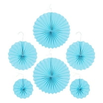 FRCOLOR 6 Pcs Hand Fans Paper Fan Flower Decoration DIY 40x40cm Blue