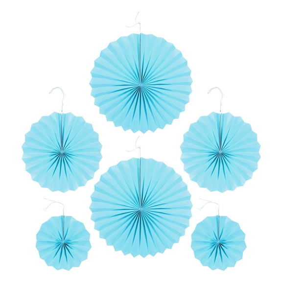 FRCOLOR 6 Pcs Hand Fans Paper Fan Flower Decoration DIY 40x40cm Blue