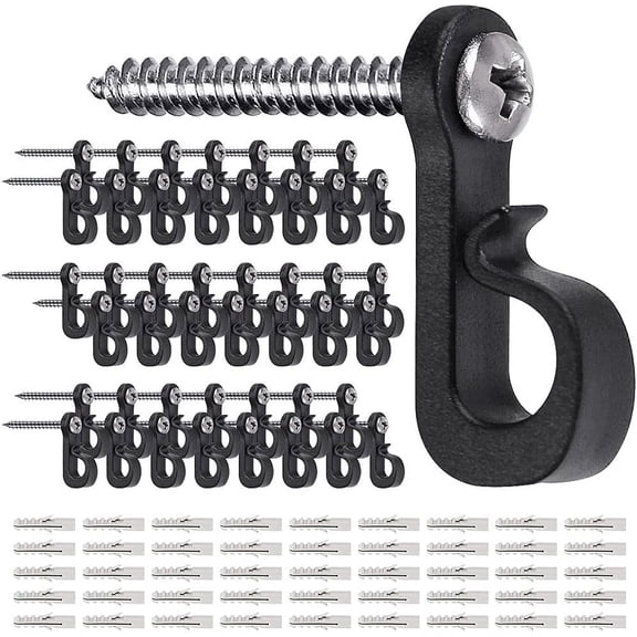 40 Pcs Hanger Hooks for Outdoor String Lights, Christmas Light Hooks with Screw, Indoor Outdoor Light Hooks Clips