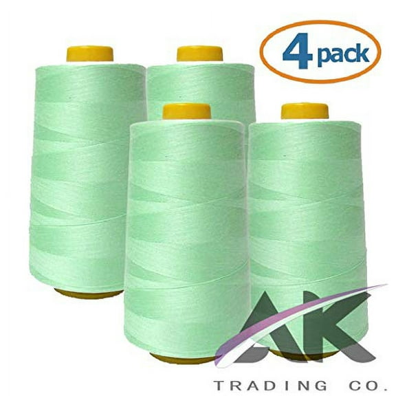 AK Trading 4-Pack Aqua All Purpose Sewing Thread Cones (6000 Yards Each) of High Tensile Polyester Thread Spools for Sewing, Quilting, Serger Machines, Overlock, Merrow & Hand Embroidery.