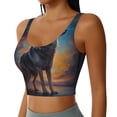 thumbnail image 2 of Fotbe Moonlit Night Sky Wolf Sujetador Deportivo Largo sin Aros para Mujer con Almohadillas y Soporte Medio, Transpirable y Absorbente, Camiseta Tipo Chaleco o Tank Top-XX-Large, 2 of 8