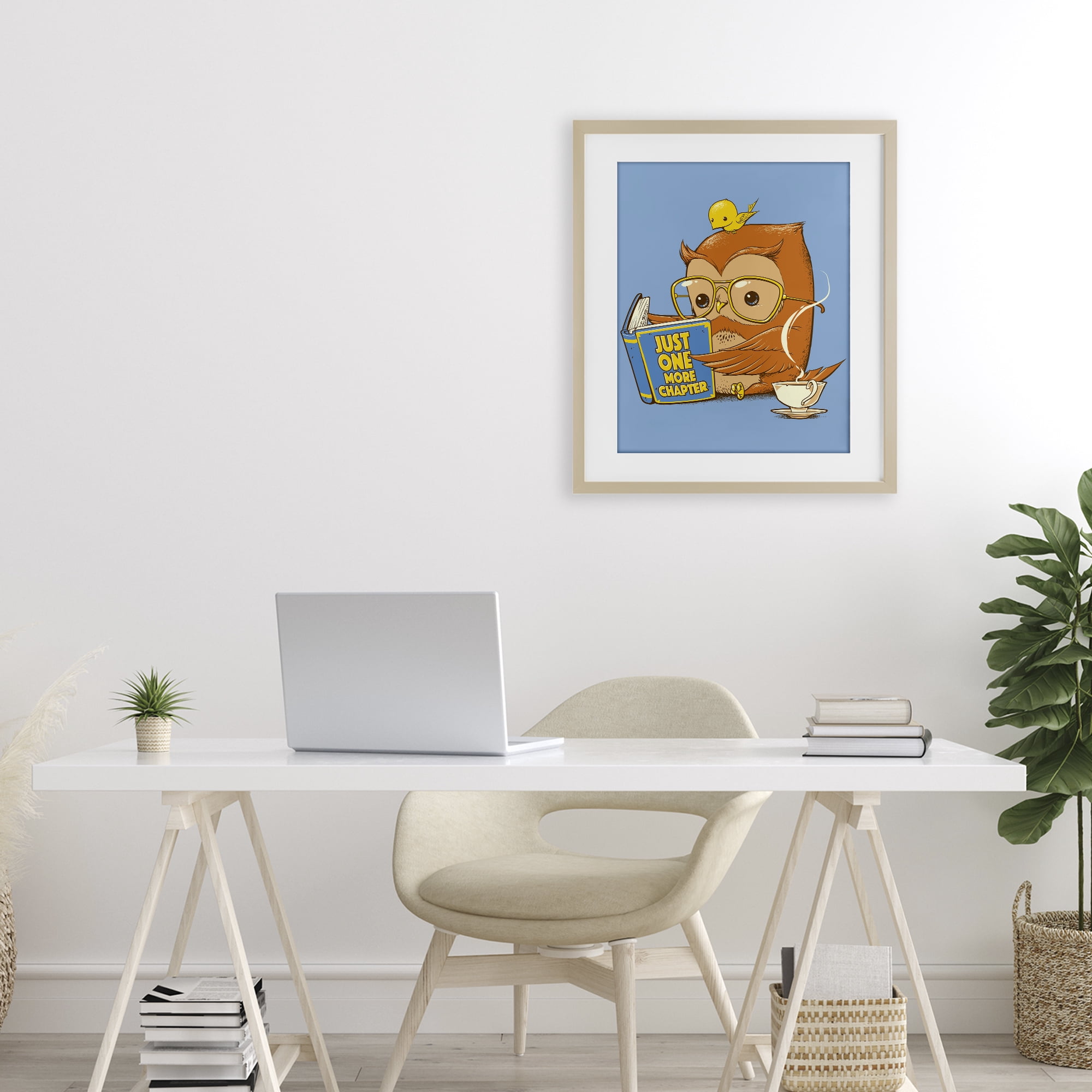 Stupell Industries One More Chapter Owl Birch Framed Print Under Glass, design by Tobe Fonseca