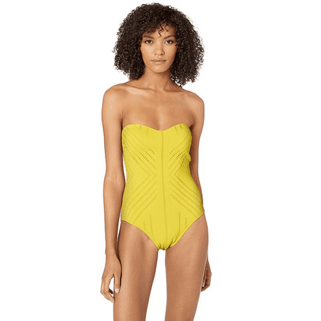 Kenneth Cole REACTION Women's Bandeau One Piece Swimsuit, Yellow, Size Small
